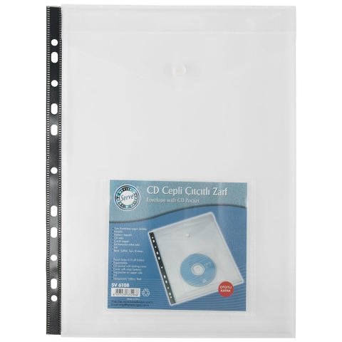 Serve Çıtçıtlı Zarf Cd Cepli Şeffaf 11 Delikli