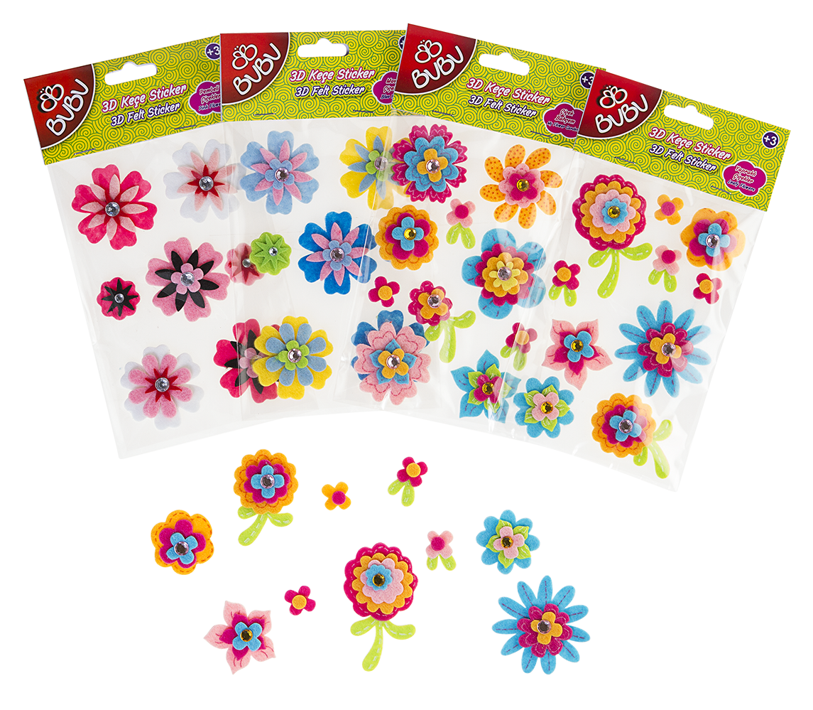 Bu-Bu 3D Keçe Sticker Çiçek Modelleri