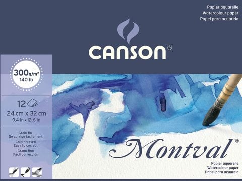 Canson Montval 24x32 Suluboya Blok 300gr. 12 Sayfa