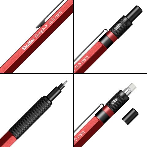 Scrikss Graph-X Mekanik Kurşun Kalem 0.5 Kırmızı