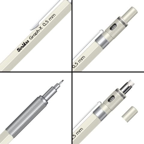 Scrikss Graph-X Mekanik Kurşun Kalem 0.5 Mat Beyaz