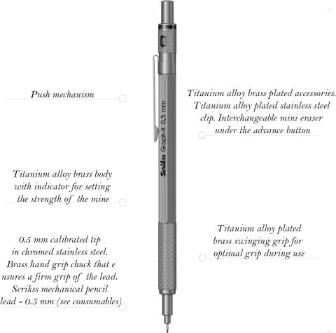 Scrikss Graph-X Mekanik Kurşun Kalem 0.5 Kurşun Gri