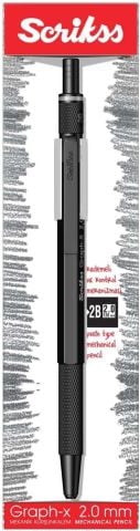 Scrikss Graph-X Mekanik Kurşun Kalem 2.0mm Mat Siyah