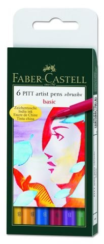Faber Castell Pitt Çizim Kalemi Fırça Uç ''Ana Renkler'' 6'lı Poşet