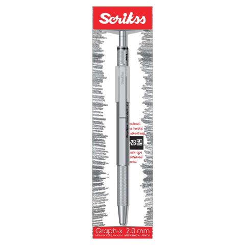 Scrikss Graph-X Mekanik Kurşun Kalem 2.0mm Saten Gri