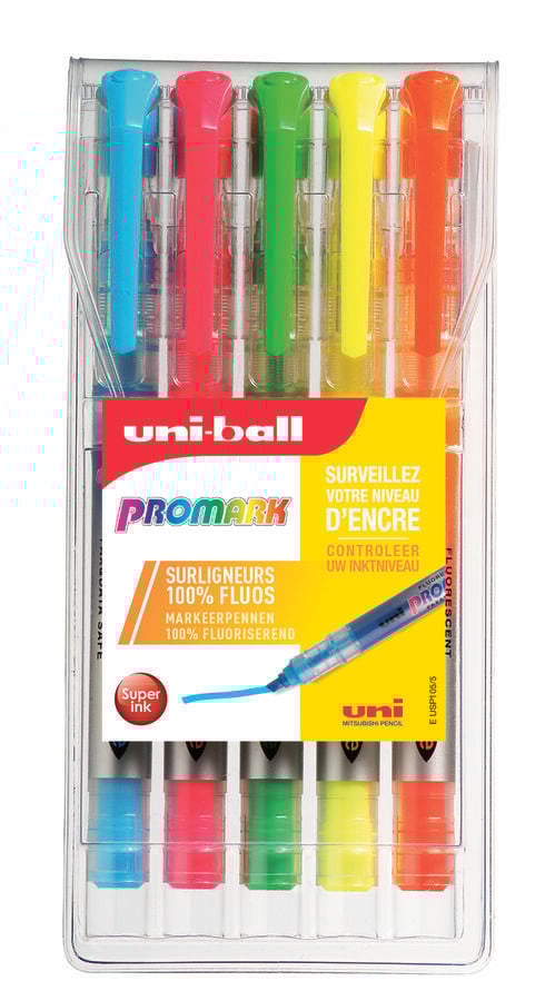 Uni PROMARK eye Cep Tipi Fosforlu Kalem 5 Renk