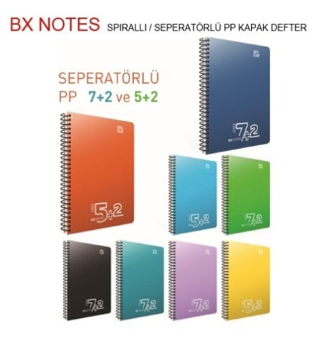 Gıpta Bx Notes Spiralli Separatörlü Pp Kapak A4 180 Yaprak Defter 5+2 Kareli-Çizgili