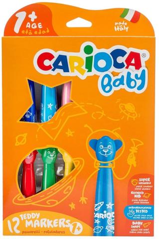 Carioca Teddy Jumbo Bebek Süper Yıkanabilir Keçeli Boya Kalemi 12 Renk