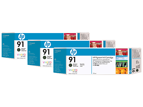 HP 91 3'lü Paket 775 ml Mat Siyah Mürekkep Kartuşları (C9480A)