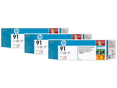 HP 91 3'lü Paket 775 ml Açık Gri Mürekkep Kartuşları (C9482A)