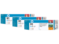 HP 91 3-pack 775-ml Light Cyan DesignJet Pigment Ink Cartridges (C9486A)