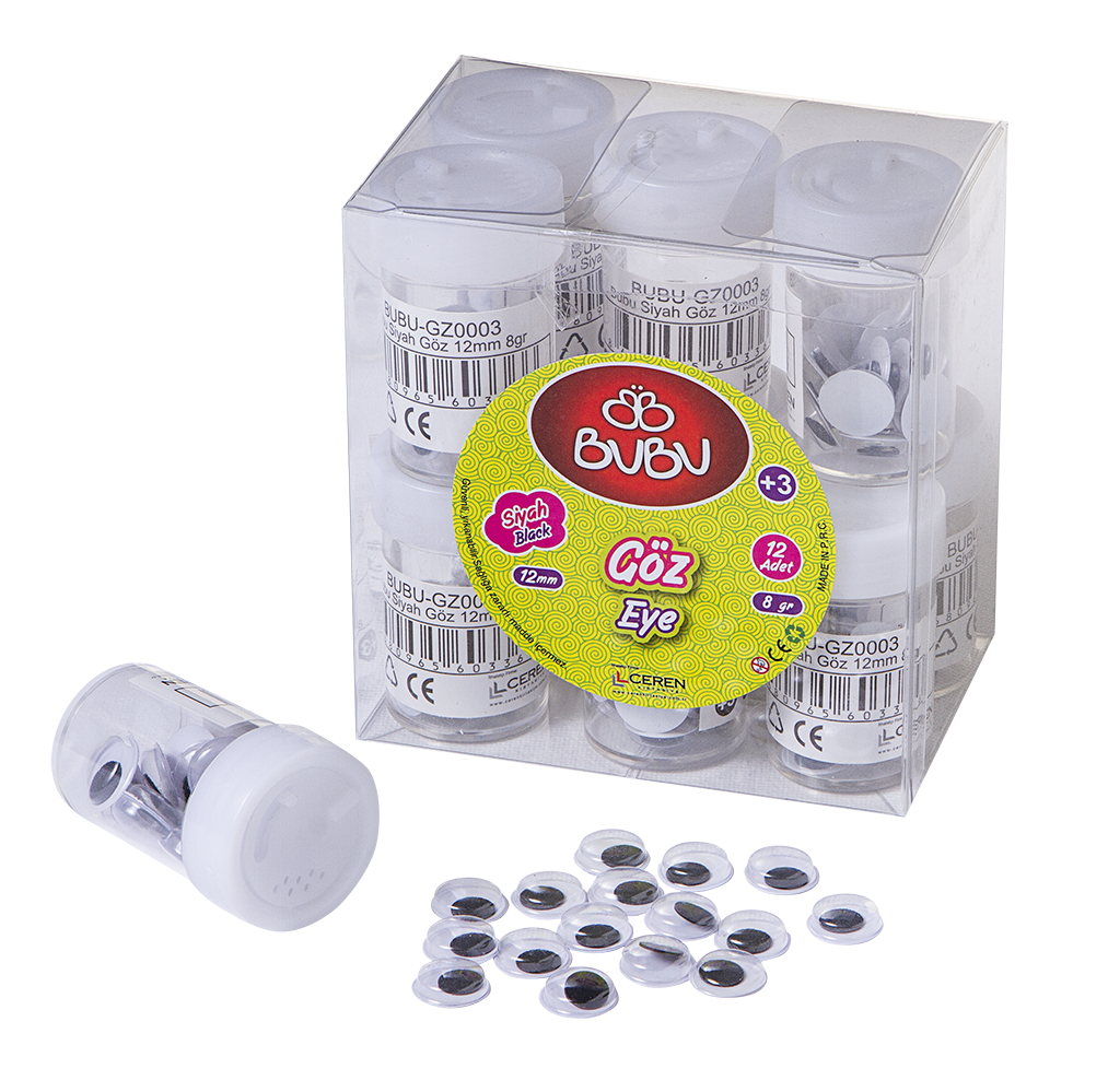 Bu-Bu Siyah Oynar Göz 12mm