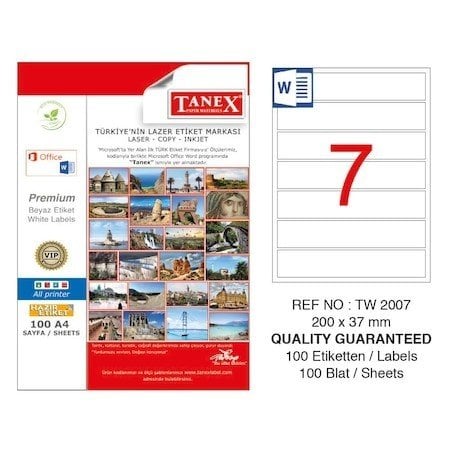Tanex TW-2007 Laser Etiket 200x37mm