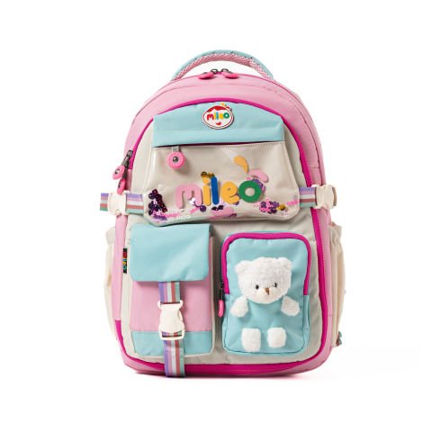 Mileo Teddy Okul Çantası - Pembe Turkuaz