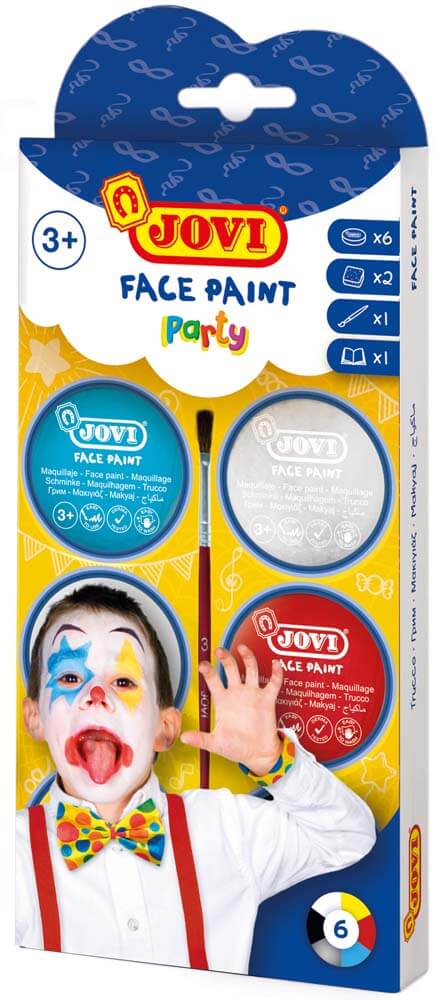 Jovi Krem Yüz Boyası 6 Renk 8ml+Fırça+2 Sünger Eğlence