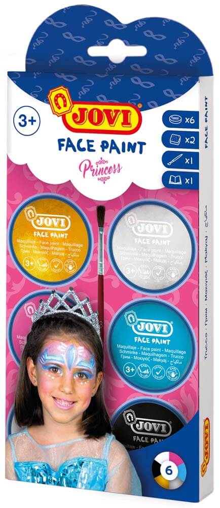 Jovi Krem Yüz Boyası 6 Renk 8ml+Fırça+2 Sünger Prenses