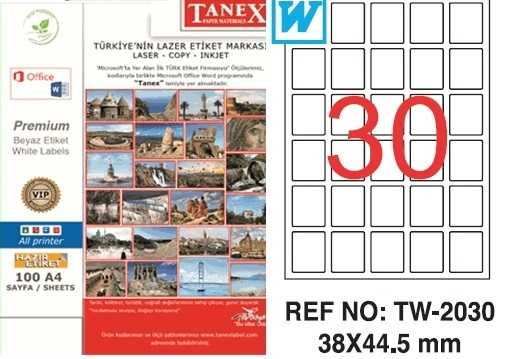 Tanex TW-2030 Laser Etiket 38x44.5mm