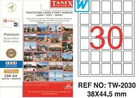 Tanex TW-2030 Laser Etiket 38x44.5mm
