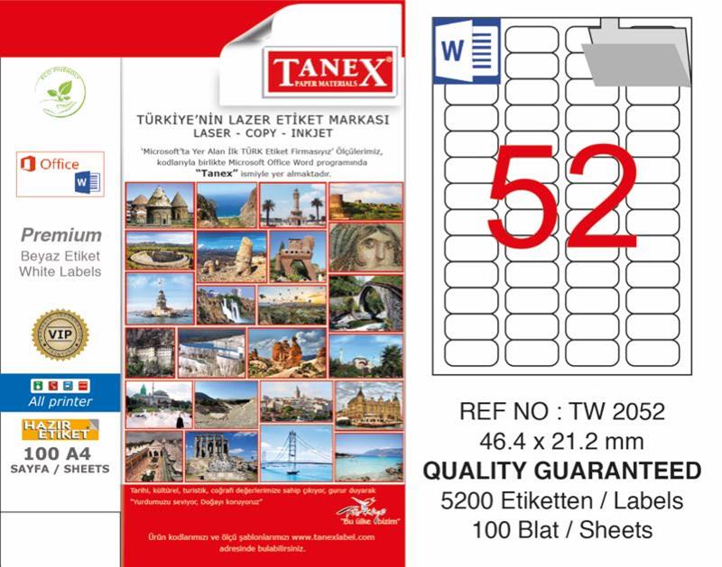 Tanex TW-2052 Laser Etiket 46.4x21.2mm