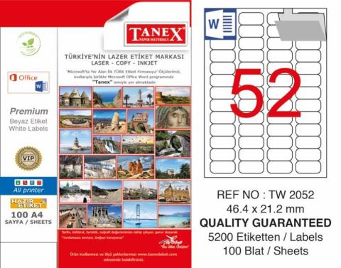 Tanex TW-2052 Laser Etiket 46.4x21.2mm