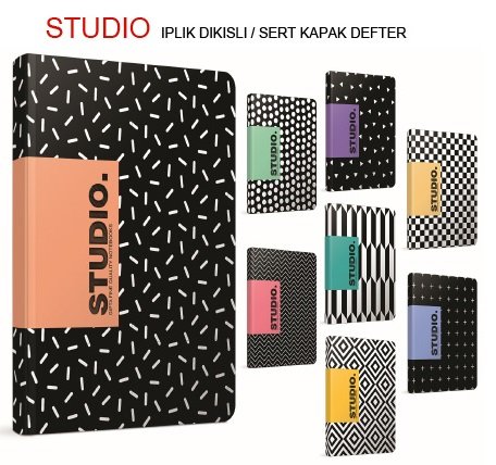 Studio 19x26 Sert Kapak Defter 120yp.Kareli