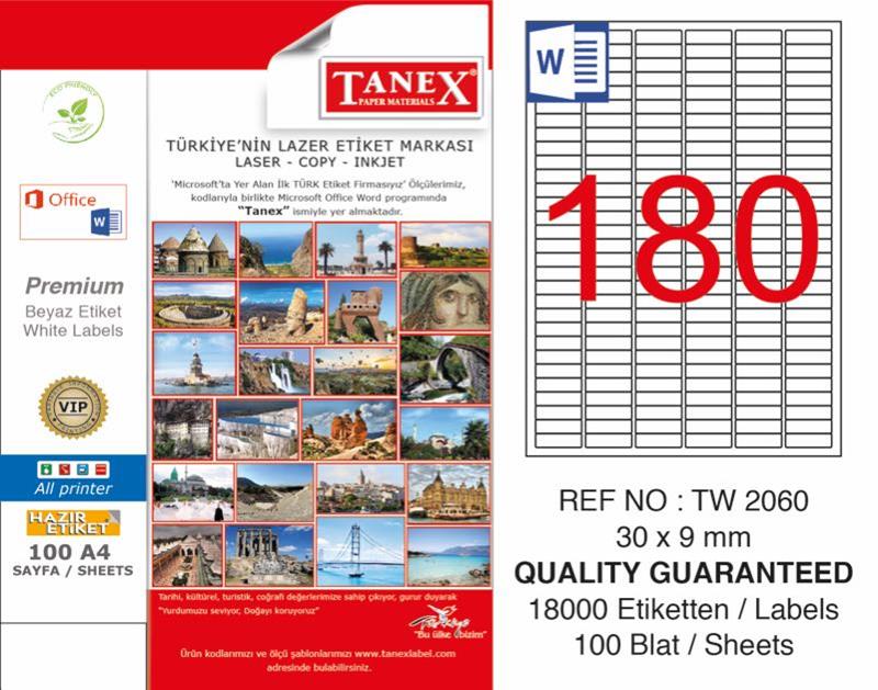 Tanex TW-2060 Laser Etiket 30x9mm
