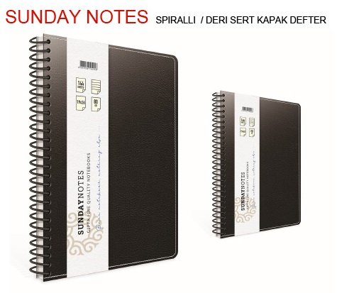 Sunday 17x24 Suni Deri Spiralli Defter 140yp.Çizgili