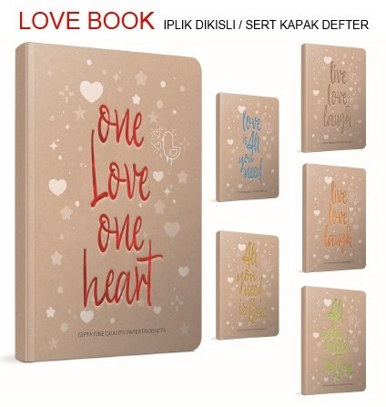 Love Book 19x26 Sert Kapak Defter 120yp.Kareli