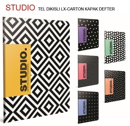 Studio A4 Karton Kapak Defter 60YP Kareli