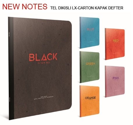New Notes A4 Karton Kapak Defter 60YP Kareli