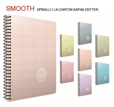 Smooth Spiralli Karton Kapak Defter 19x26 80YP Çizgisiz