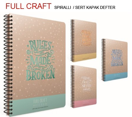 Full Craft A5 Spiralli Sert Kapak Defter 96yp.Çizgisiz