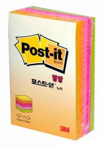 Post-it® Küp Not, Neon Renkler, 225 yaprak, 51mm76mm