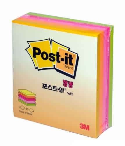 Post-it® Küp Not, Neon Renkler, 225 yaprak, 76mm76mm