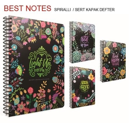 Best Notes 20x28 Spiralli Sert Kapak Defter 120yp.Çizgili