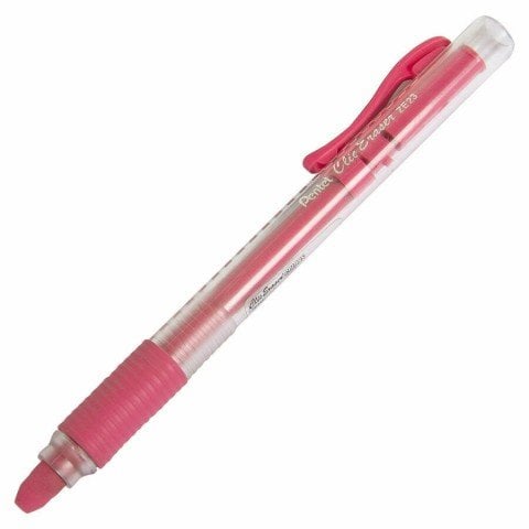 Pentel Sürgülü Kalem Silgi Şeffaf Gövdeli Pembe