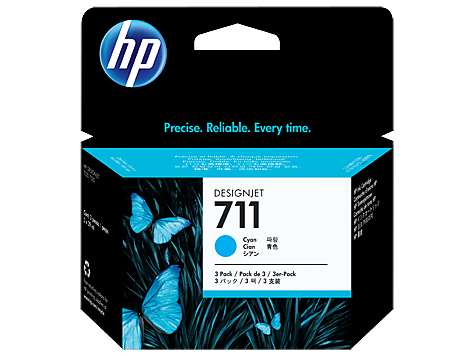 HP 711 3'lü Paket 29 ml Camgöbeği DesignJet Mürekkep Kartuşları (CZ134A)