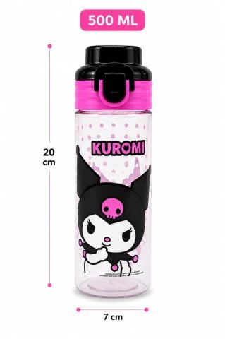 Kuromi Çocuk Matara Suluk 500 ML Siyah Pembe