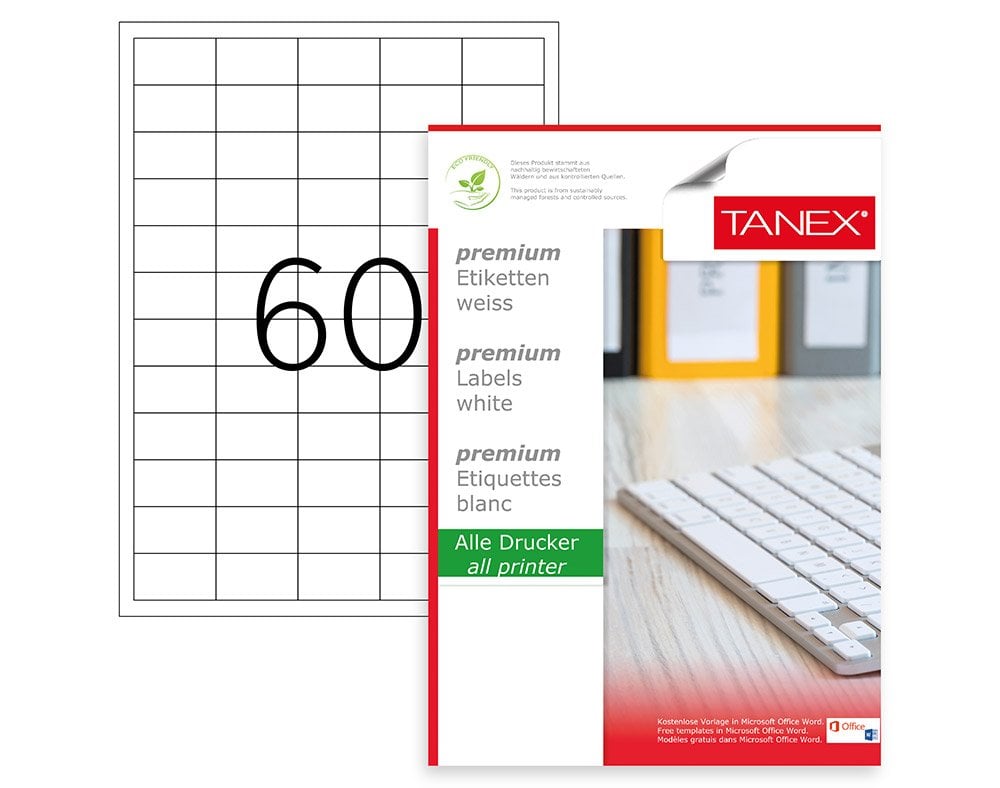 Tanex TW-2260 Laser Etiket 40x24mm