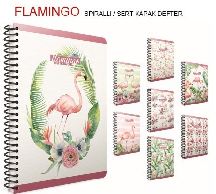 Flamingo 19x26 Spiralli Sert Kapak Defter 100yp.Kareli