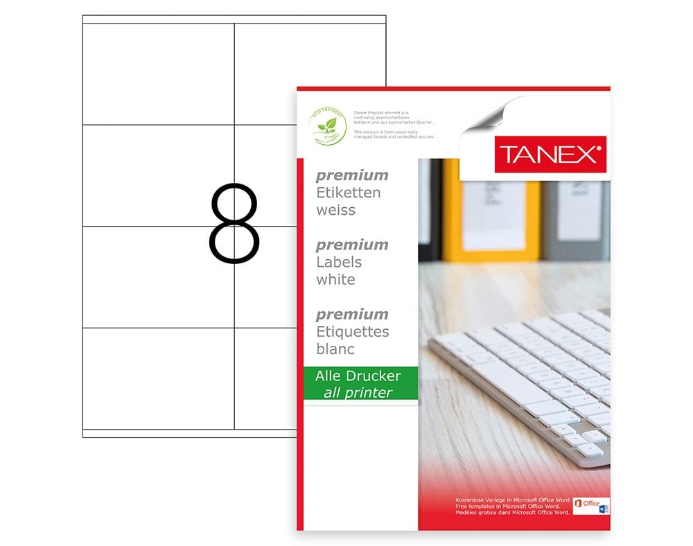 Tanex TW-2408 Laser Etiket 105x72mm