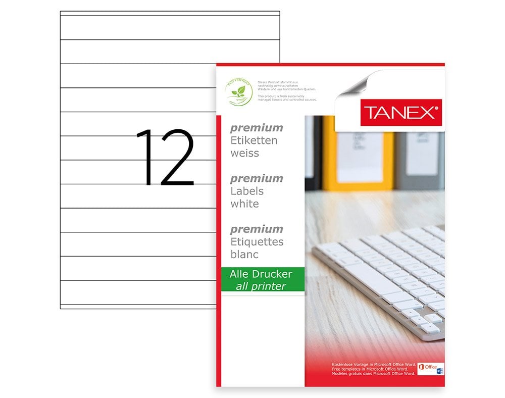 Tanex TW-2524 Laser Etiket 210x24mm