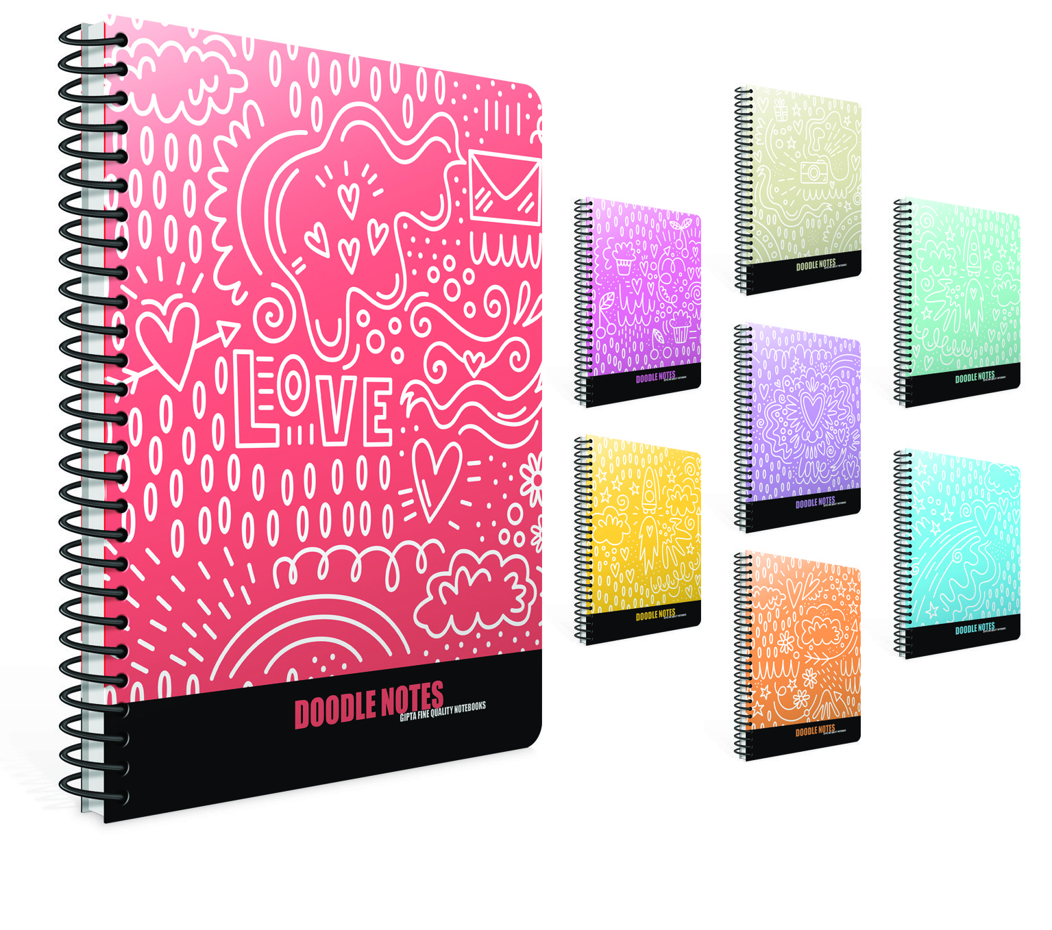 Doodle 17X24 Spiralli Sert Kapak Defter 120YP.Kareli