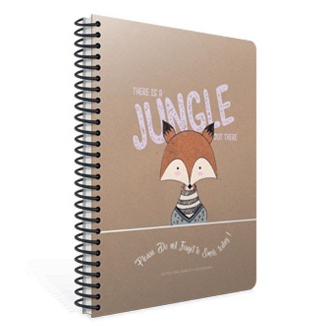Jungle Out Spiralli Sert Kapak Defter 19x26 120YP. Çizgili