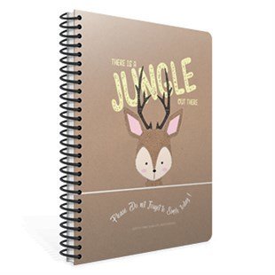 Jungle Out Spiralli Sert Kapak Defter 19x26 120YP. Çizgili