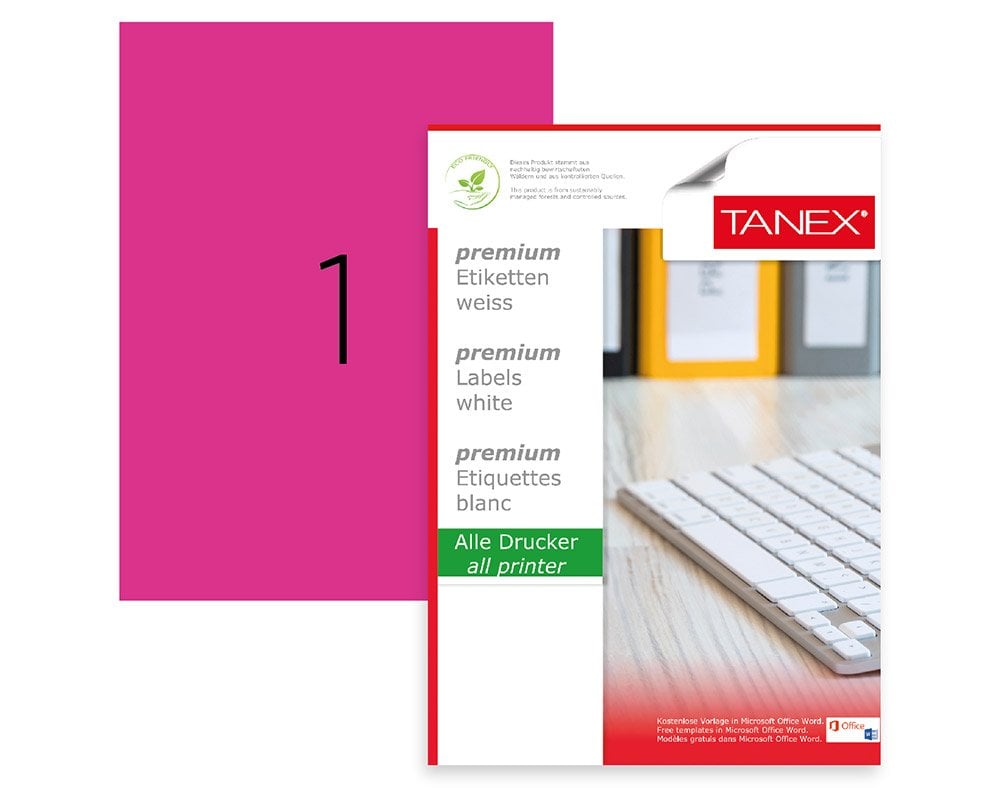 Tanex TW-2000P Laser Etiket Pastel Pembe 210x297mm