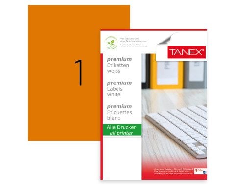 Tanex TW-2000T Laser Etiket Pastel Turuncu 210x297mm