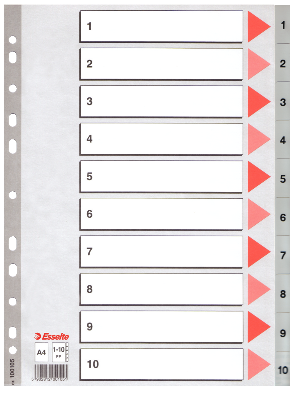 Esselte Separatör A4 1-10 Rakam