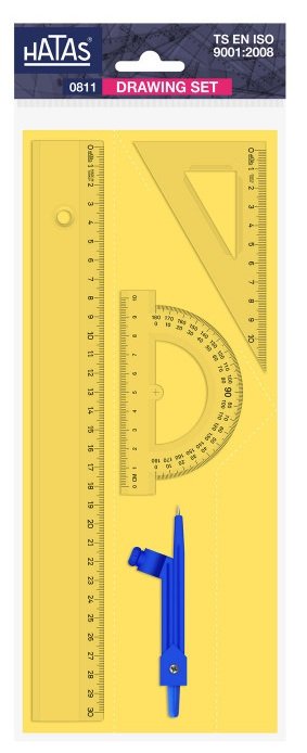 Hatas Pergelli Ekonomik Çizim Seti 30cm Cetvelli 0811