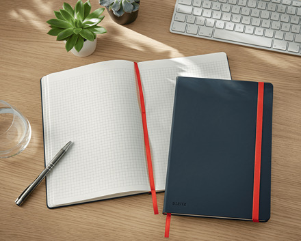 Leitz Cosy Soft Touch Ciltli Kapaklı Kareli Büyük Boy Defter, B5 Gri